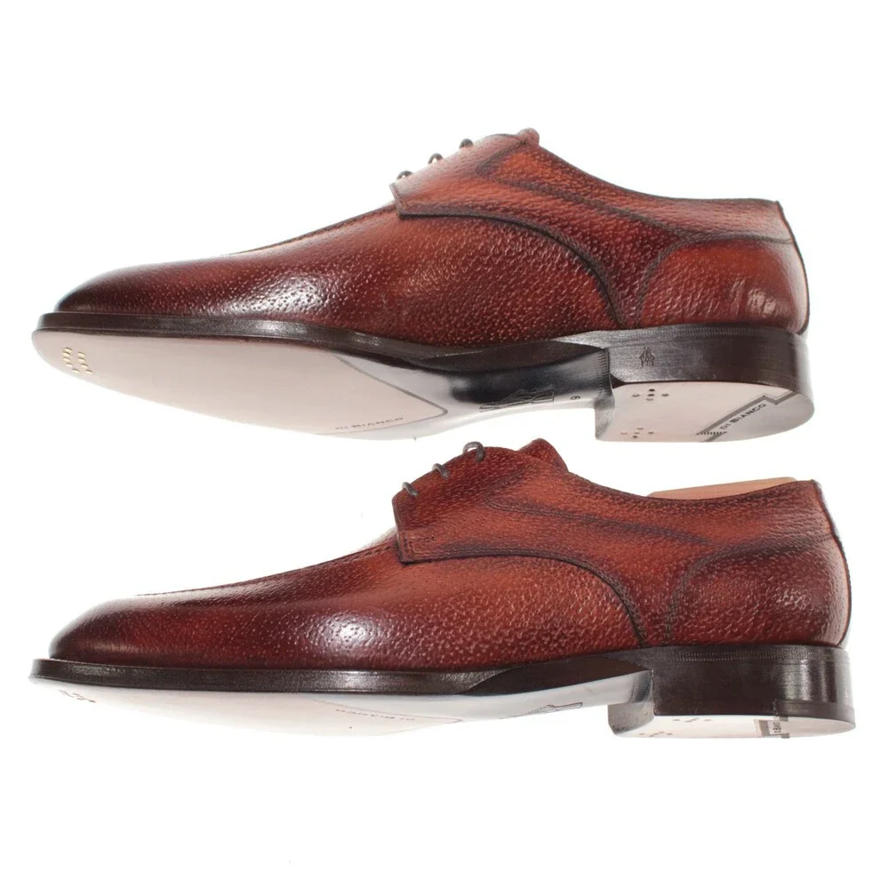 Di Bianco NWB Derby Dress Shoes Size 42 (US 9) in Brown Pebbled Leather